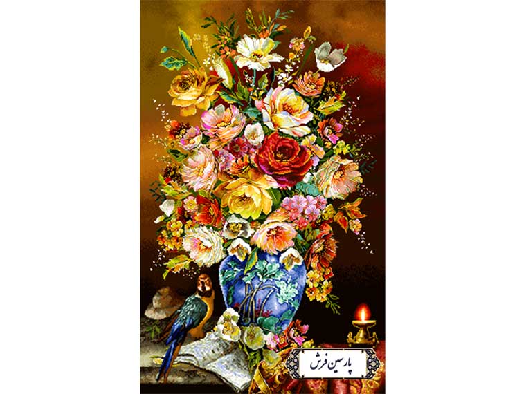 نخ و نقشه تابلو فرش گل و طوطی - کد NG1553