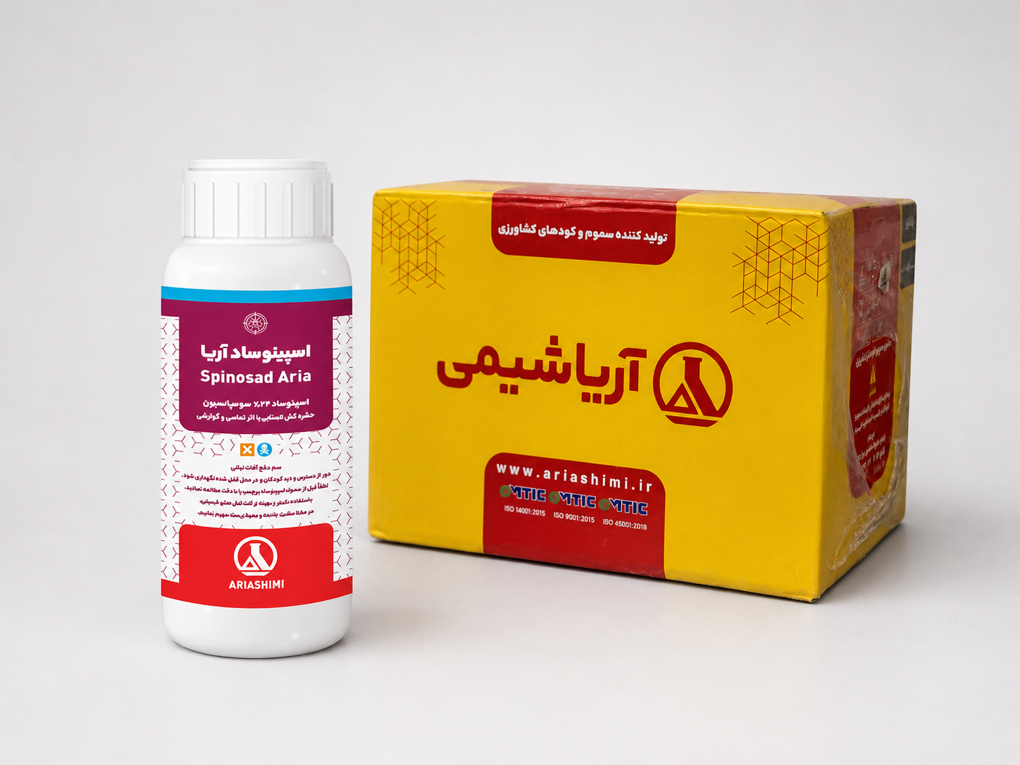 حشره‌کش اسپینوساد آریاشیمی ۲۴٪ SC بطری ۲۰۰ میلی‌لیتری (فروش عمده - کارتن ۴۸ عددی)