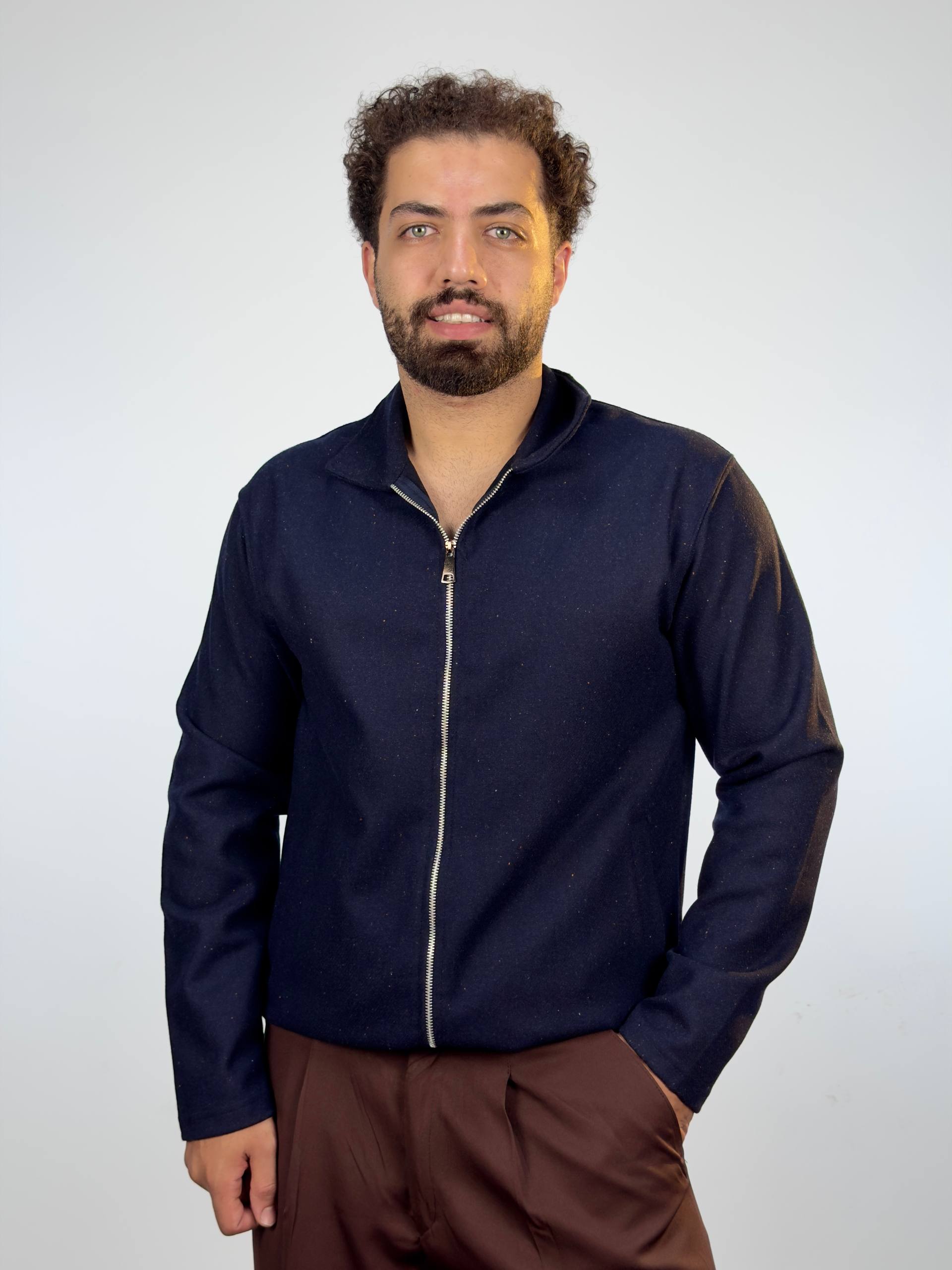 کت فوتر زیپ دار - سرمه ای, L
