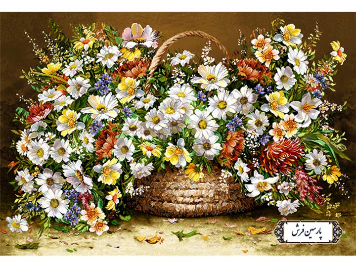 نخ و نقشه تابلو فرش سبد گل - کد NG1547