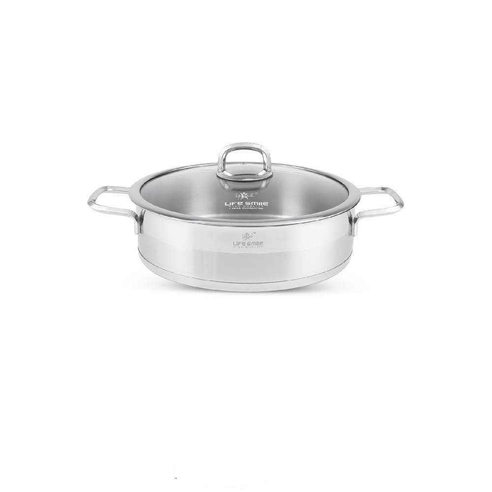 ماهیتابه دو دسته لایف اسمایل استیل اصلی سایز 32 مدل LIFEP12SHR