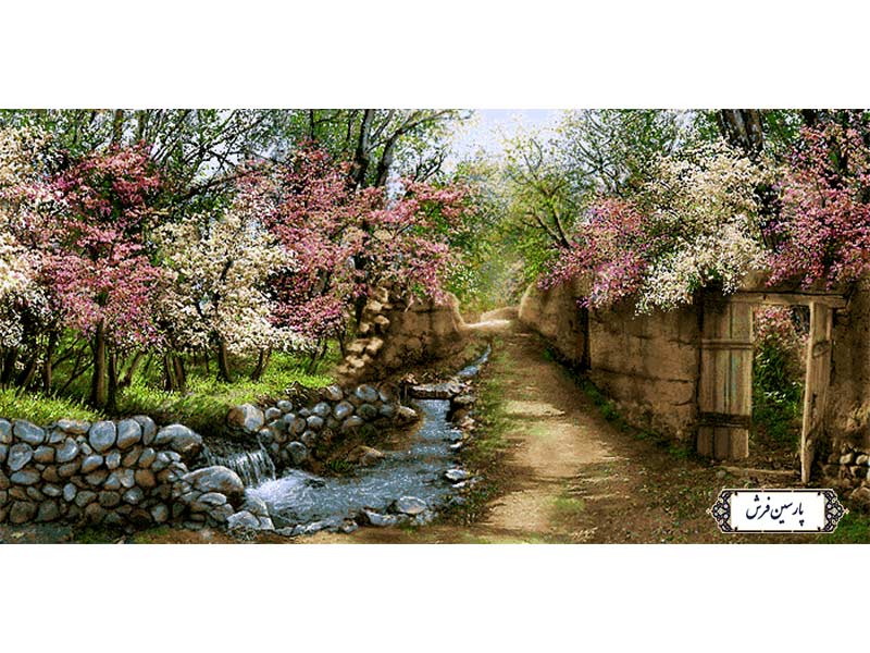 نخ و نقشه تابلو فرش کوچه باغ رویایی - کد NV857