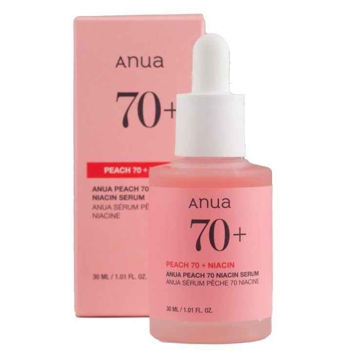 سرم روشنکننده و آبرسان نیاسینامید هلو آنوا Anua Peach 70% Niacin Serum | راز پوست شفاف و درخشان