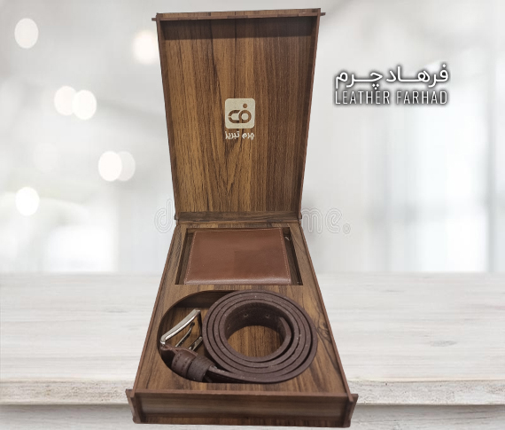 ست 2تیکه جیبی کمربند چرم اصل مردانه 6