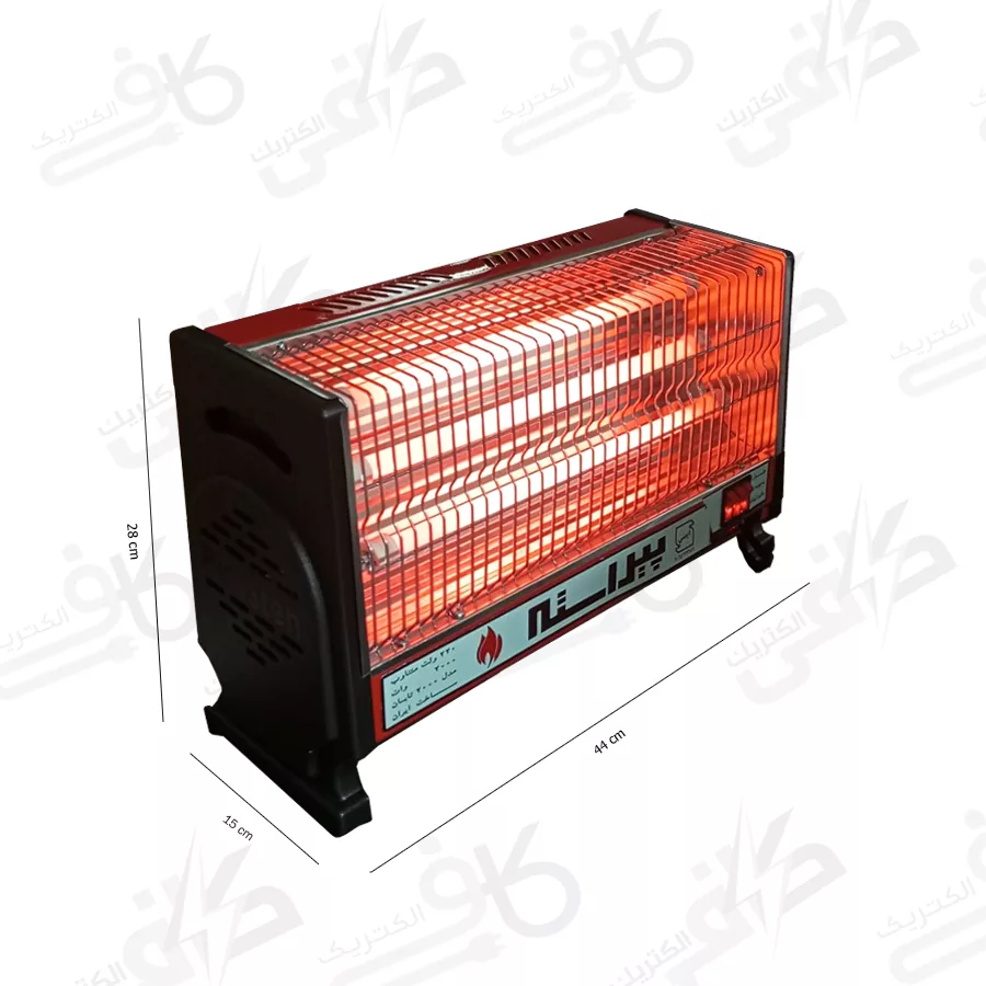 بخاری برقی فن دار پیراسته 2000 تابان سه شعله افقی