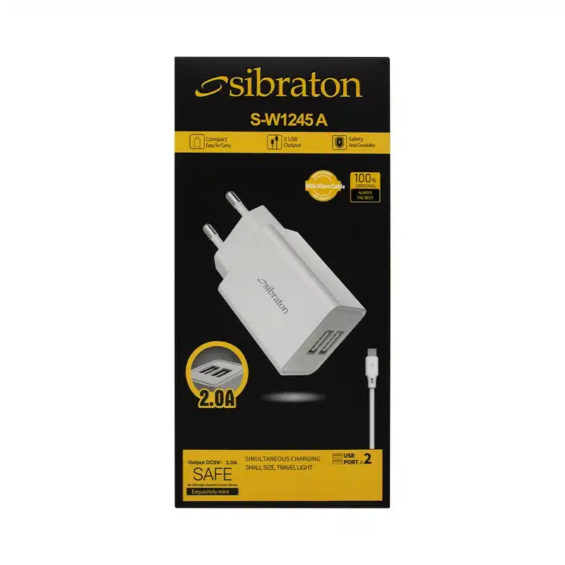 شارژر دیواری 10 وات سیبراتون مدل S-W1245A به همراه کابل MicroUSB - سفید