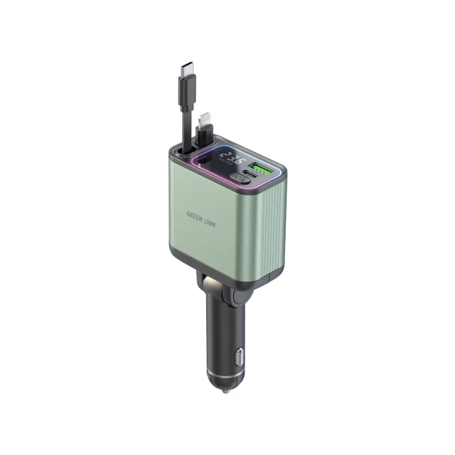 شارژ فندکی 90 واتی گرین لاین Green Lion RETRACTABLE 90W CAR CHARGER