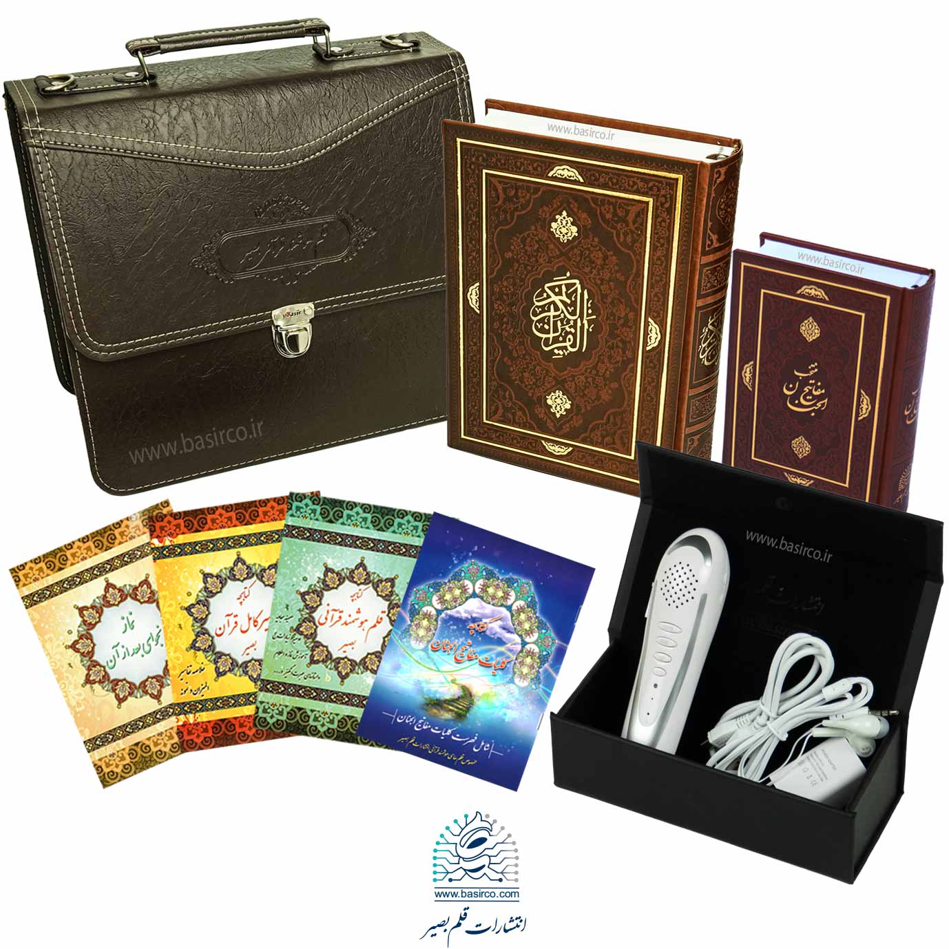 قلم قرآنی بصیر 32 گیگ بلوتوث دار با قرآن 1208 صفحه‌ای (بسیار درشت‌خط) و منتخب مفاتیح