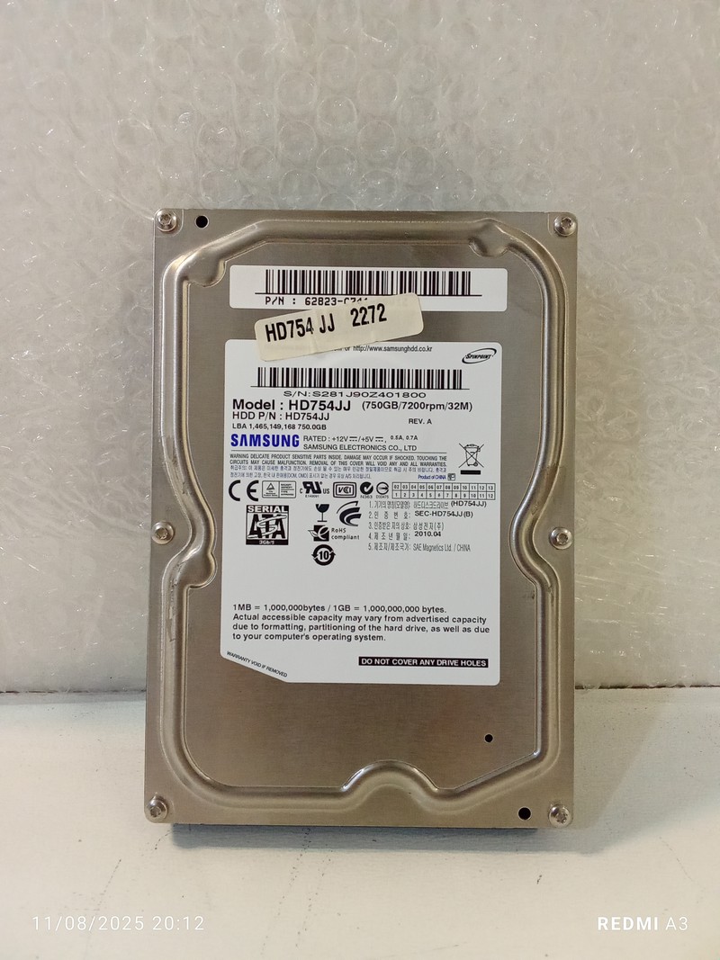 هارد 750 گیگ SAMSUNGمدلHD754JJ(استوک)
