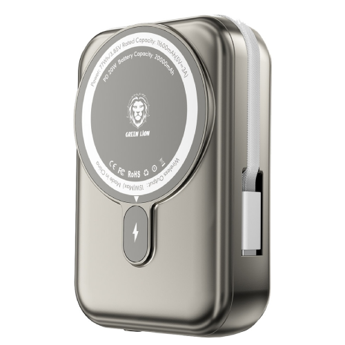پاوربانک گرین لاین موناکو 20وات (Green Lion Monaco MagSafe 20000mAh) - تیتانیوم, گارانتی شرکتی 18ماه خدمات پس از فروش و 6 ماه تعویض قطعه نسخه گلوبال + ارسال فوری