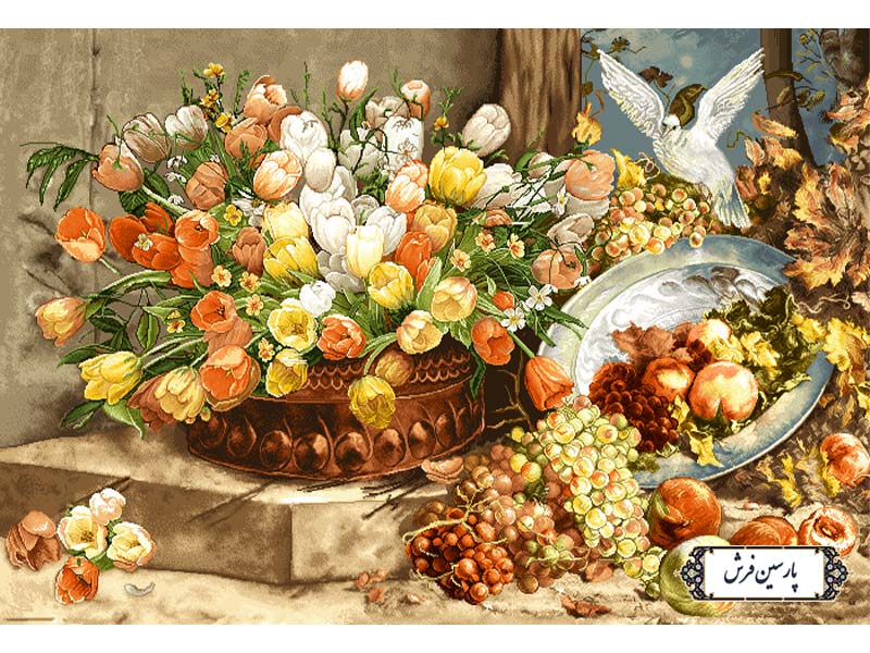 نخ و نقشه تابلو فرش طرح گل و میوه - کد NG1572