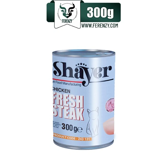 کنسرو گربه بالغ شایر طعم مرغ مدل استیک وزن 300 گرم Shayer Fresh Steak