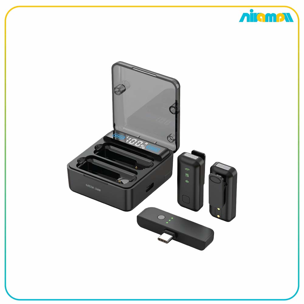میکروفن بی سیم گرین لاین مدل 2in1 microphone digital disiplay