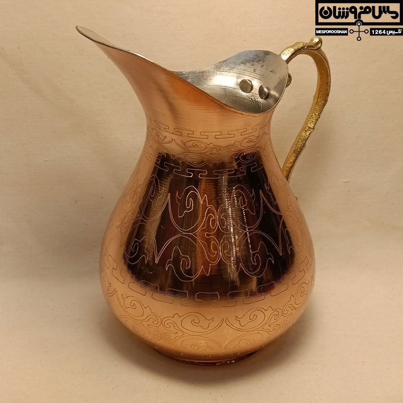 پارچ مسی طرحدار نانو دسته برنجی لبه دار | 1 لیتر | مدل اردک