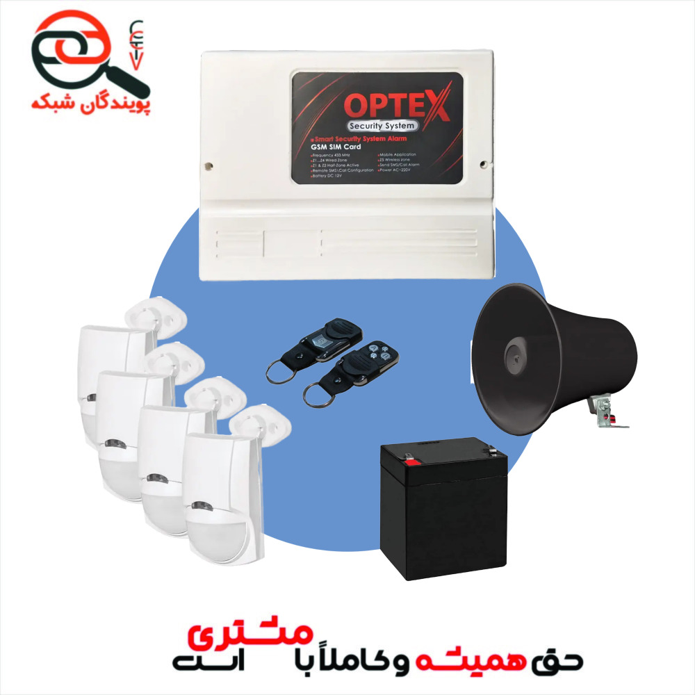 پکیج دزدگیر اماکن اوپتکس با 4 عدد چشم وزنی