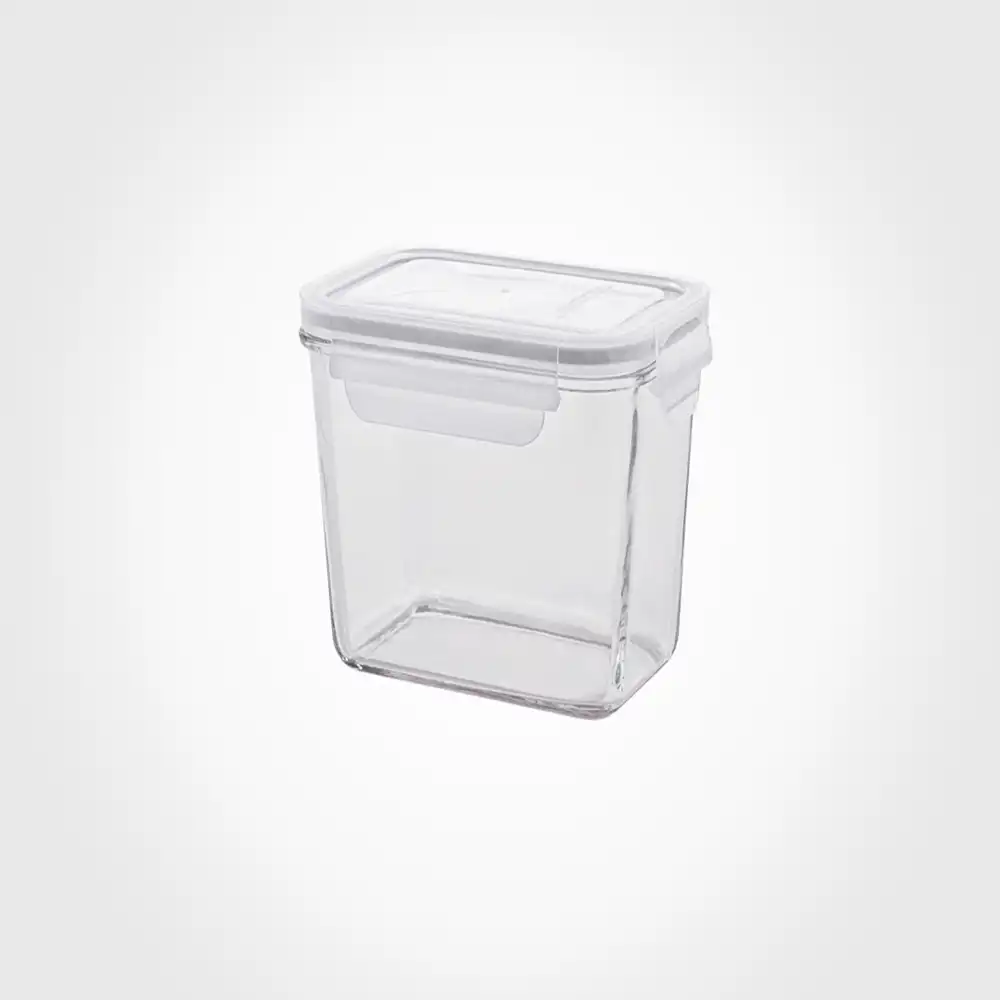 ظرف شیشه ای مستطیل دربدار 920 میلی لیتر لیمون مدل الوان کد 215335