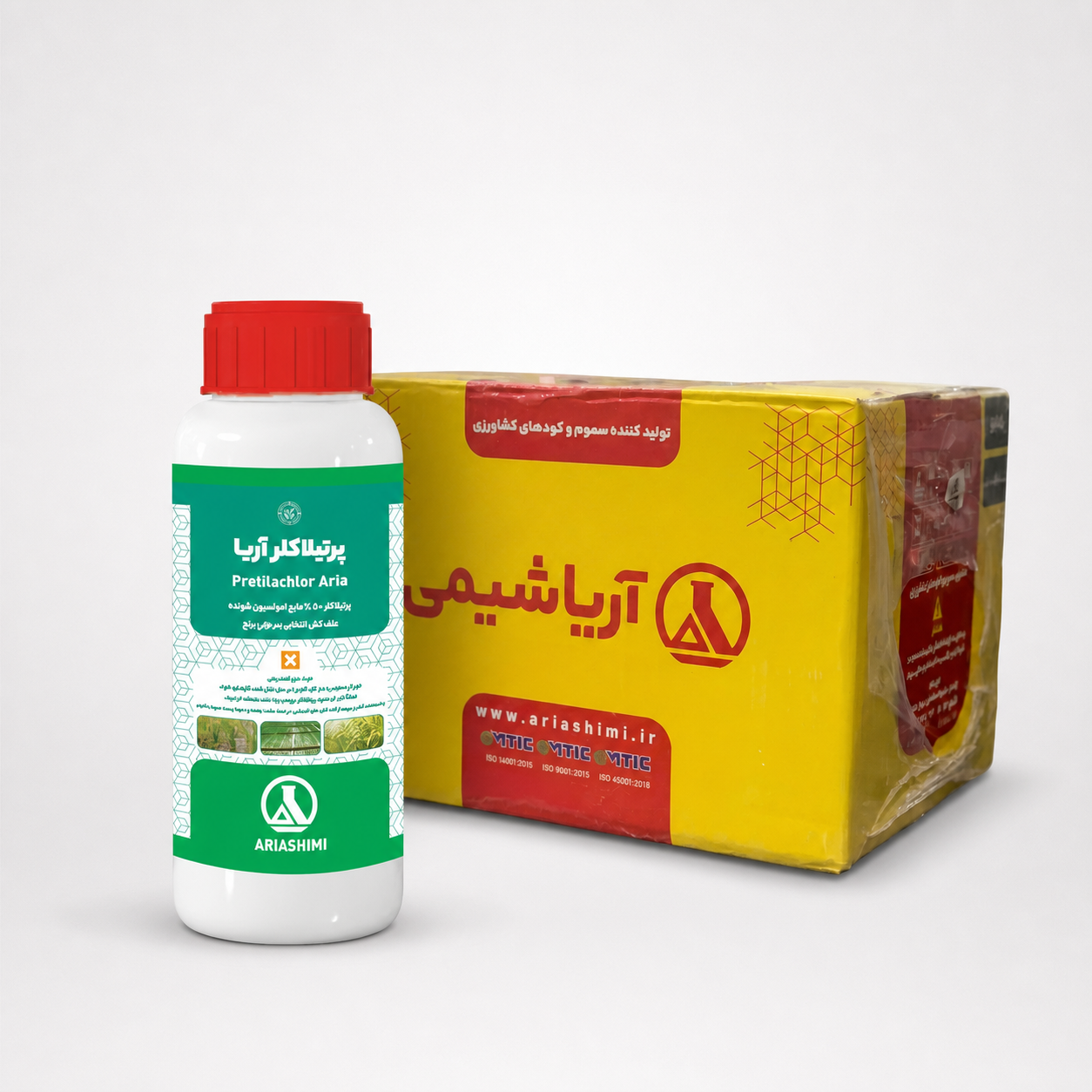 علف کش پرتیلاکلر ۵۰٪ EC آریاشیمی – بطری نیم لیتری (فروش عمده – کارتن ۲۴ عددی)