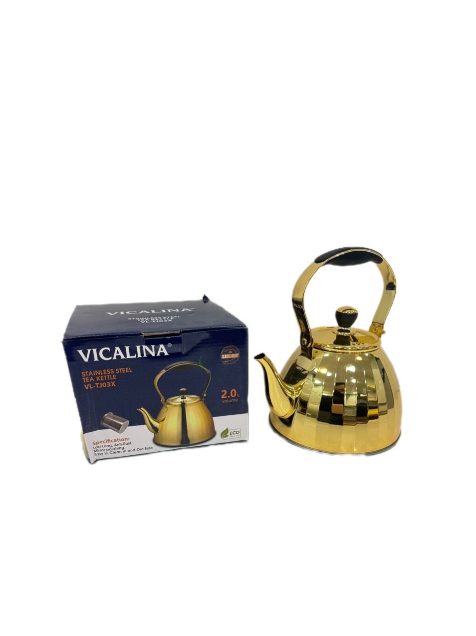 کتری استیل طلایی 2 لیتر ویکالینا مدلVL-TJ03X