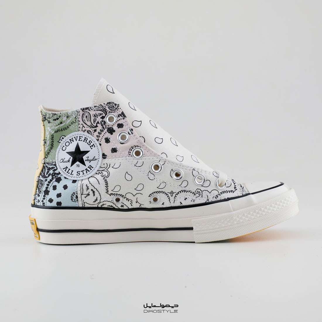 کفش کانورس زنانه ساق بلند مدل بته جقه سفید CONVERSE CREAMY BOTE WHIT