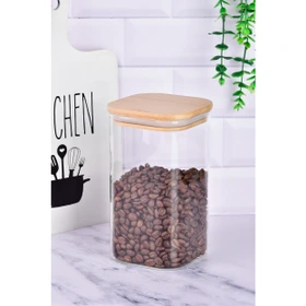بانکه شیشه ای درب چوبی مربع 17 سانت یونیک کد UN-1762