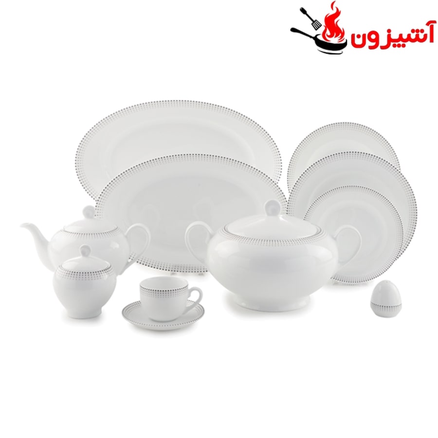 سرویس 102 پارچه 12 نفره طرح مون بلان مشکی