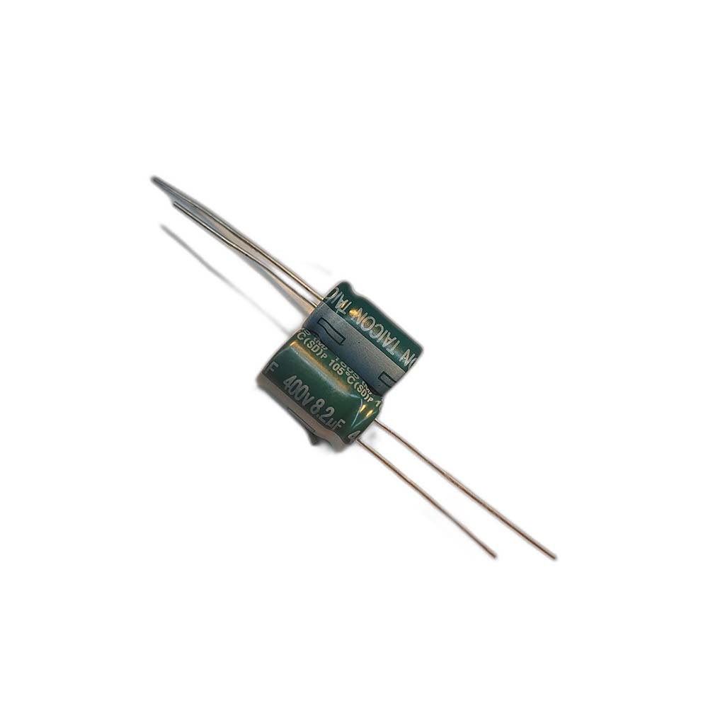 خازن الکترولیتی 8.2uF / 400V مارک TAICON (HD) سایز 8mmx12.5mm