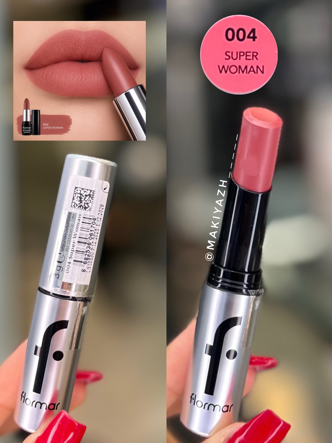 رژلب جامد مات پودری فلورمار مدل Lightweight Lip Powder کد 004