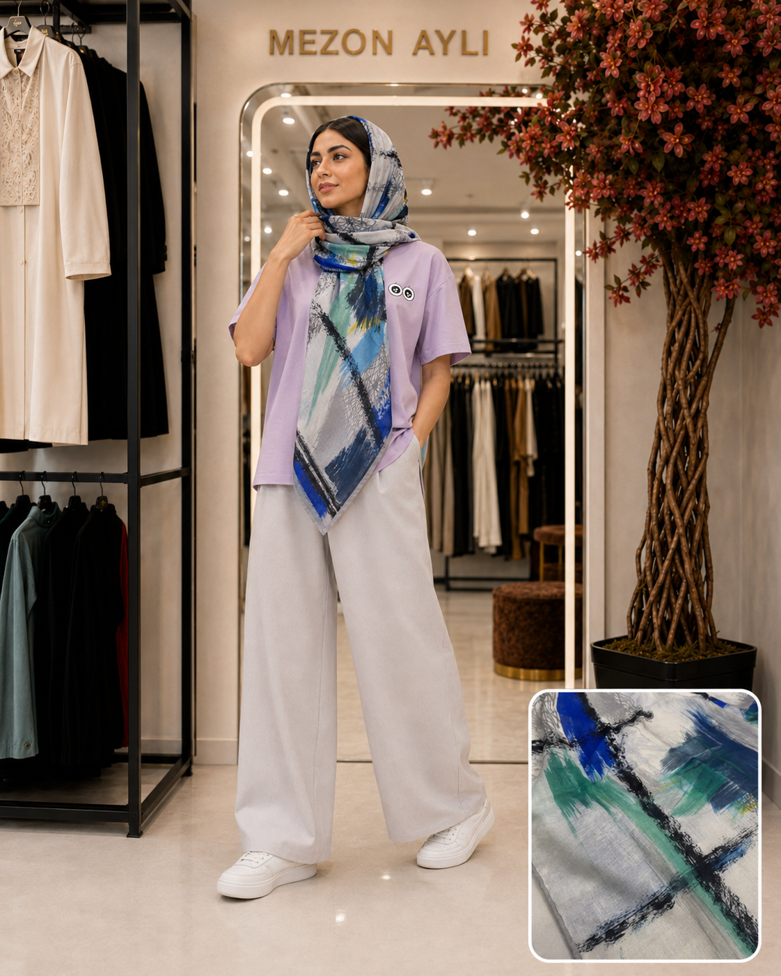 روسری زنانه طرح دار کد 0360