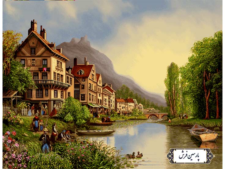 نخ و نقشه تابلو فرش منظره طرح رودخانه چارلز - کد NV751