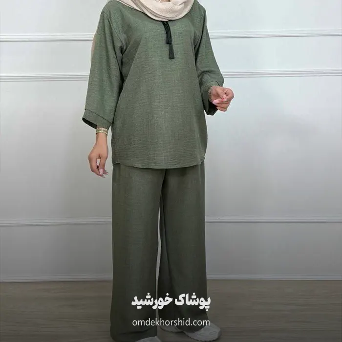 تونیک شلوار یقه کوبایی