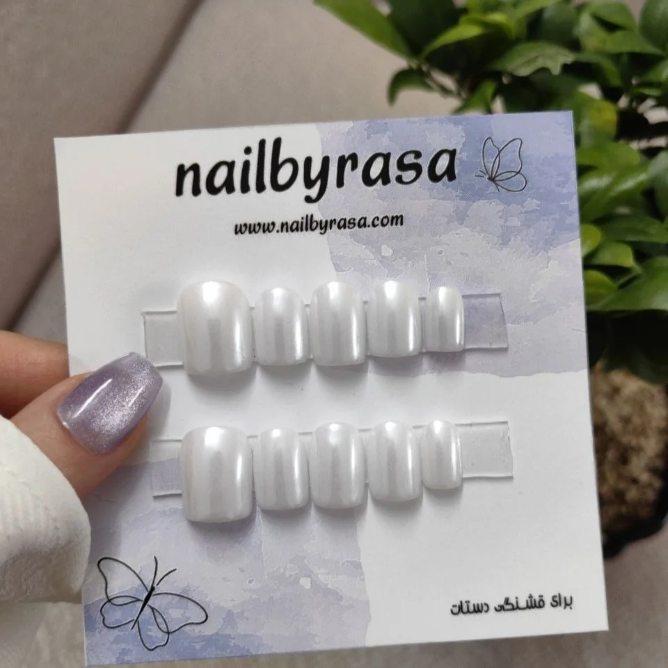 ناخن مصنوعی راسا فرم مربع رنگ شیری کروم مدل RSN0482