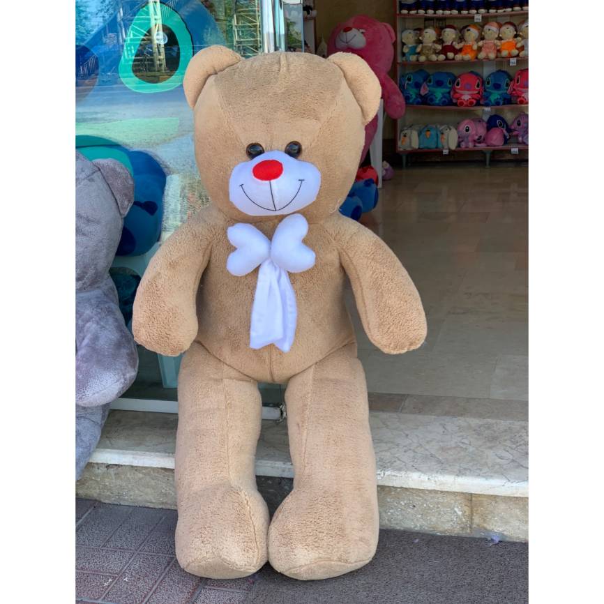 عروسک خرس پاپیونی کرم نیوسافت