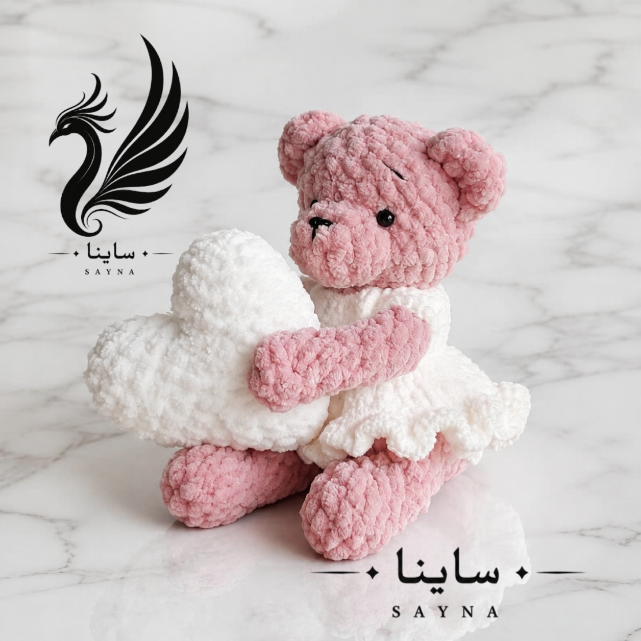 عروسک خرس مخمل قلبی