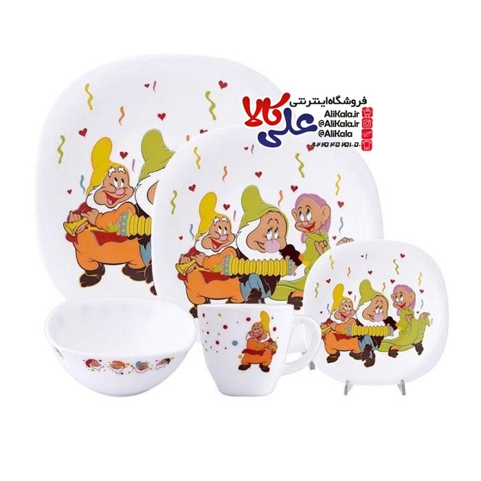 سرویس غذا خوری آرکوپال کودک مربع پارس اوپال طرح هفت کوتوله Seven Pug کد 23