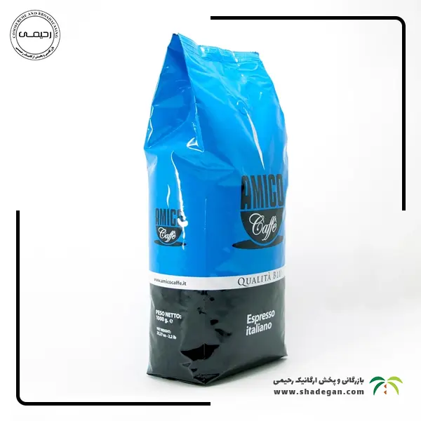دانه قهوه امیکو کوالیتا بلو (آبی) 1 کیلویی | Amico Caffe Qualita Blu Espresso Italiano