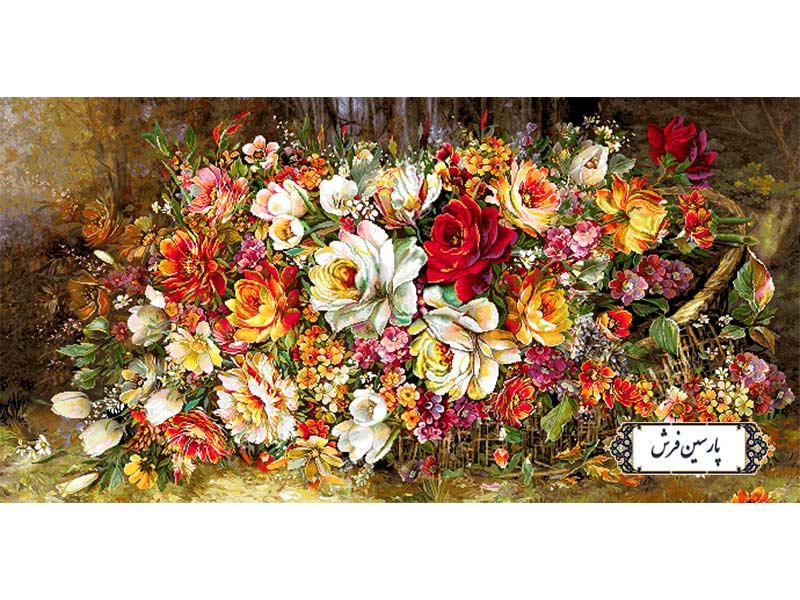 نخ و نقشه تابلو فرش طرح سبد گل ریخته - کد NG1638