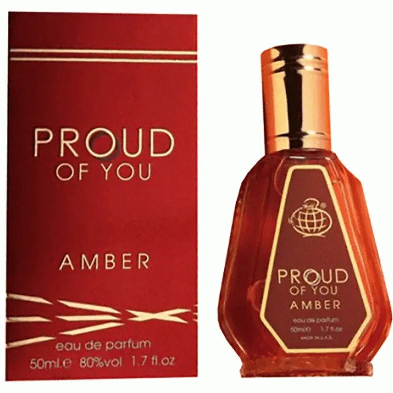 عطر ادوپرفیوم مردانه و زنانه فراگرنس ورد مدل Proud Of You Amber حجم ۵۰ میل رایحه تلخ گرم