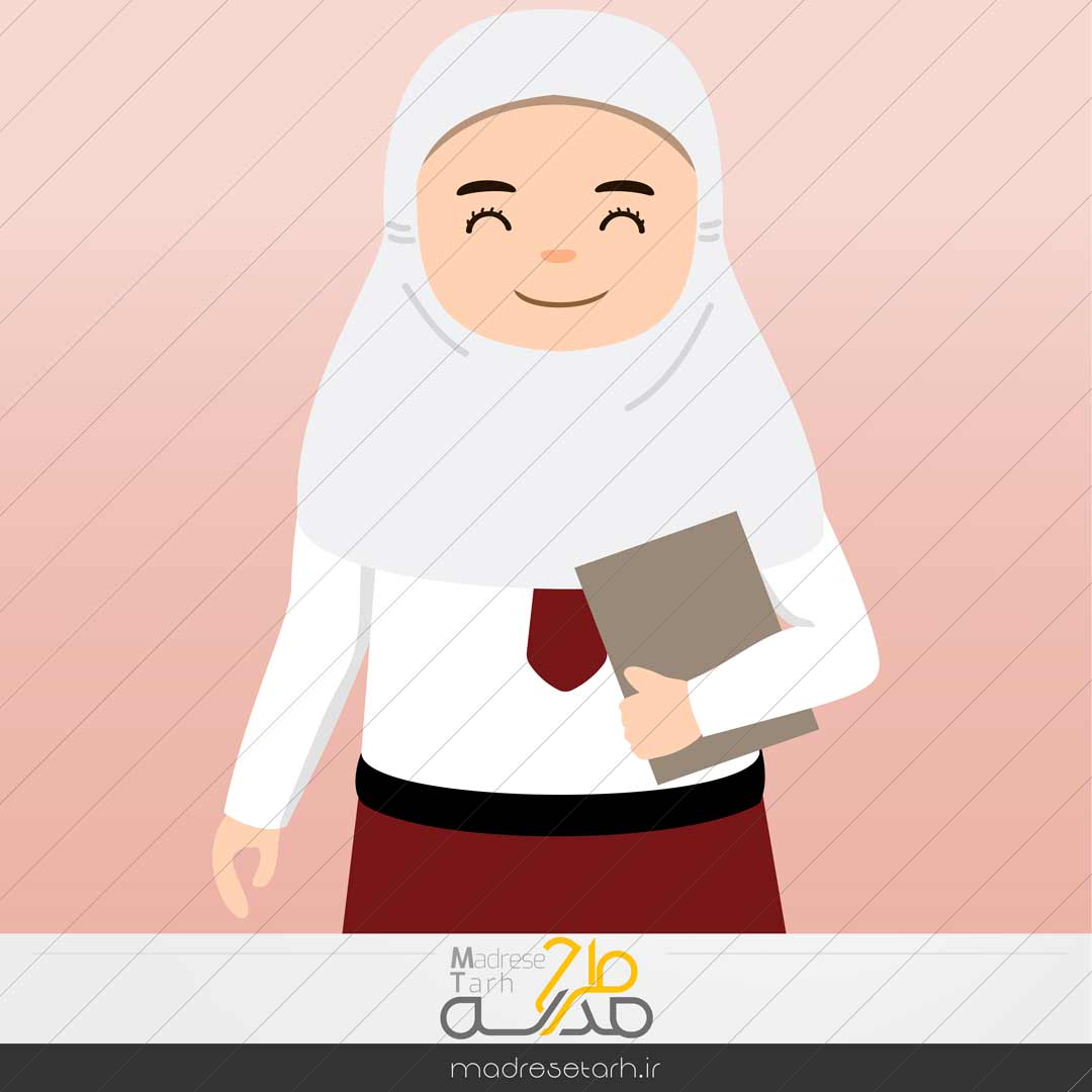 وکتور طرح دانش آموز دختر محجبه
