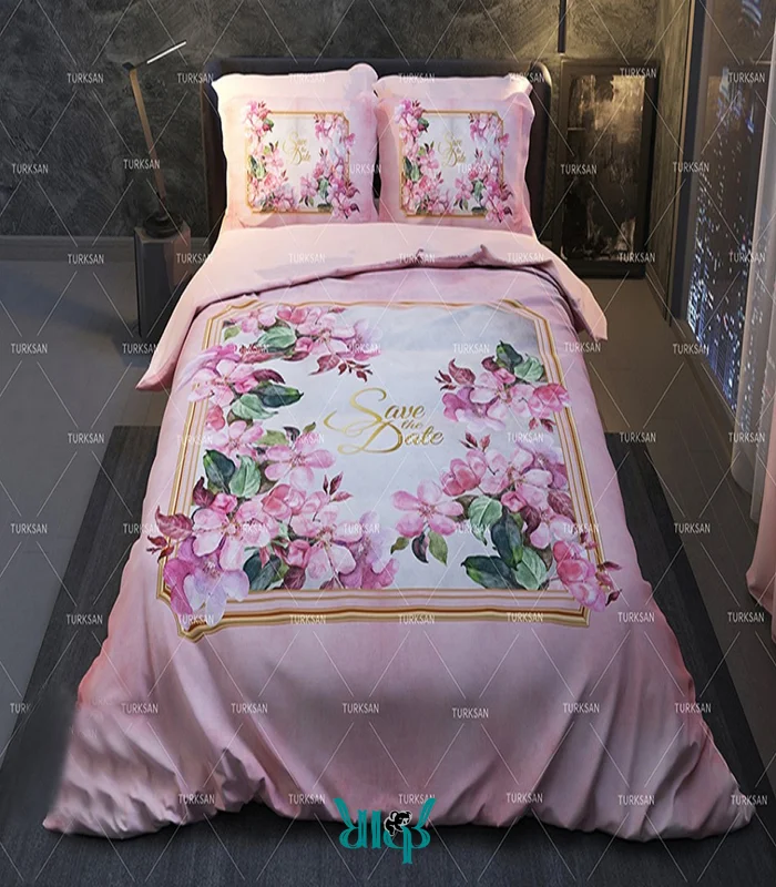 روتختی صورتی دونفره گلدار کد d278