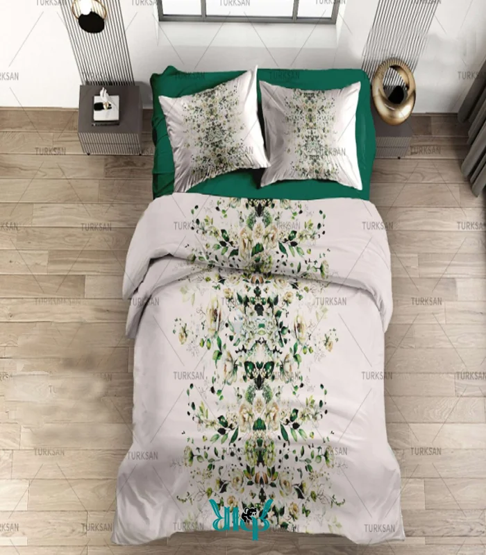 روتختی سفید سبز دونفره گلدار کد d556