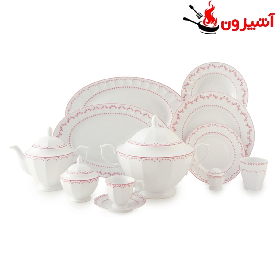 سرویس 103 پارچه 12 نفره طرح فرانسیس صورتی