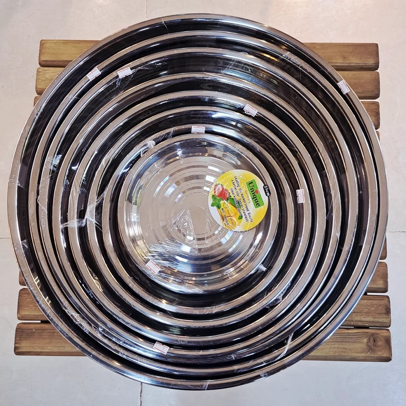 سینی هندی گرد استیل 8 سایز ضخیم - 60cm