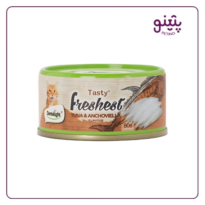 کنسرو گربه دنتالایت با طعم ماهی تن و ماهی آنچوی