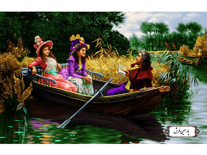 نخ و نقشه تابلو فرش قایق عشق - کد NF2292