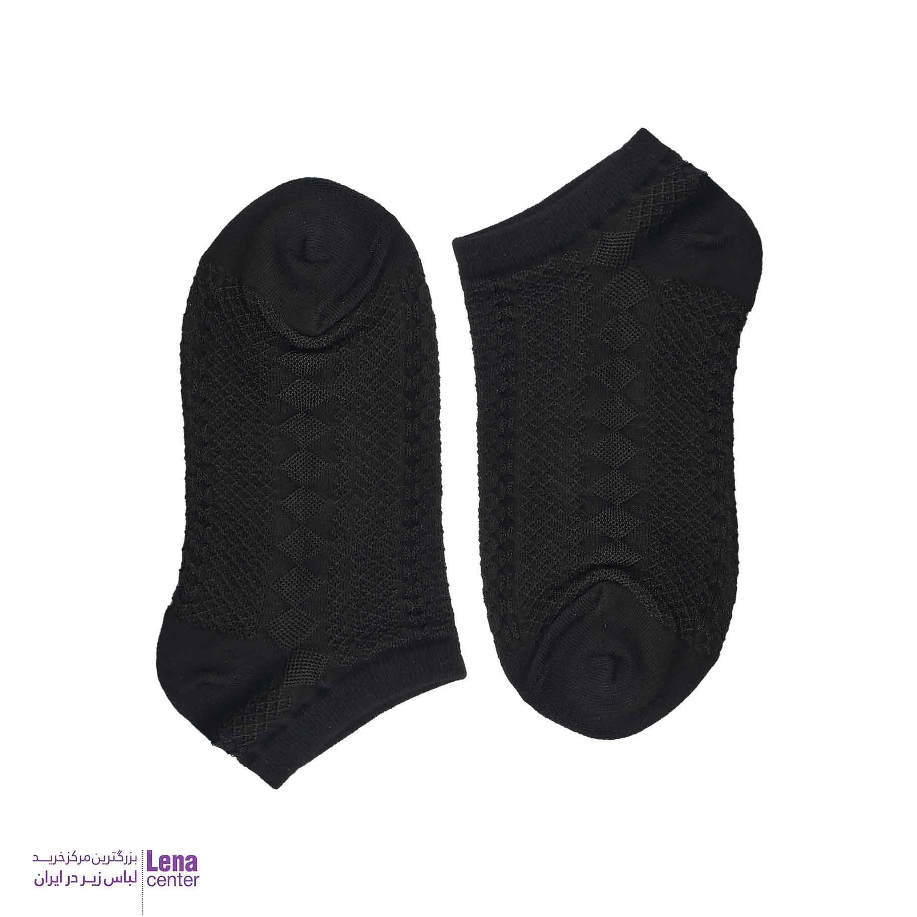 جوراب زنانه طرح گل برجسته مشکی