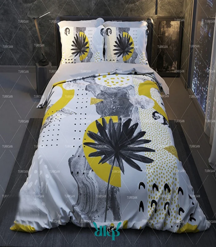روتختی سفید طوسی یک نفره گلدار کد d282