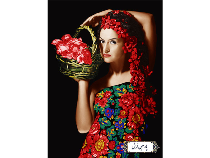 نخ و نقشه تابلو فرش بانوی گلچین - کد NC6402