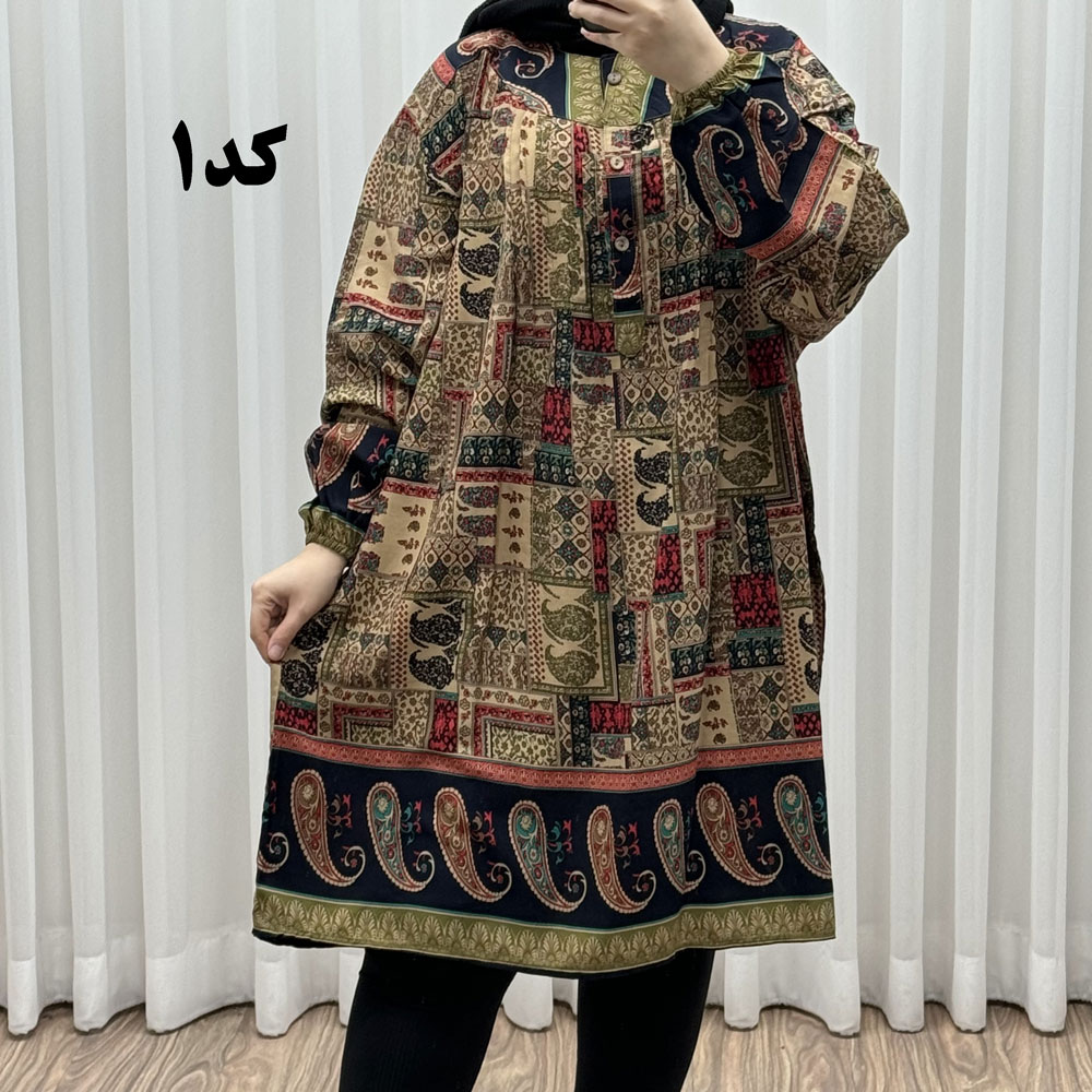 تونیک سایز بزرگ وارداتی مدل حاشیه ترمه کد 1613 - کد-1, 6