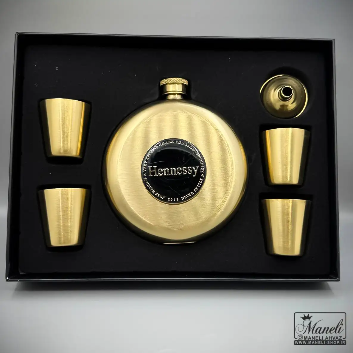 هیپ فلاسک و شات طلایی Hennessy گرد | استیل | چهار شات 140310105