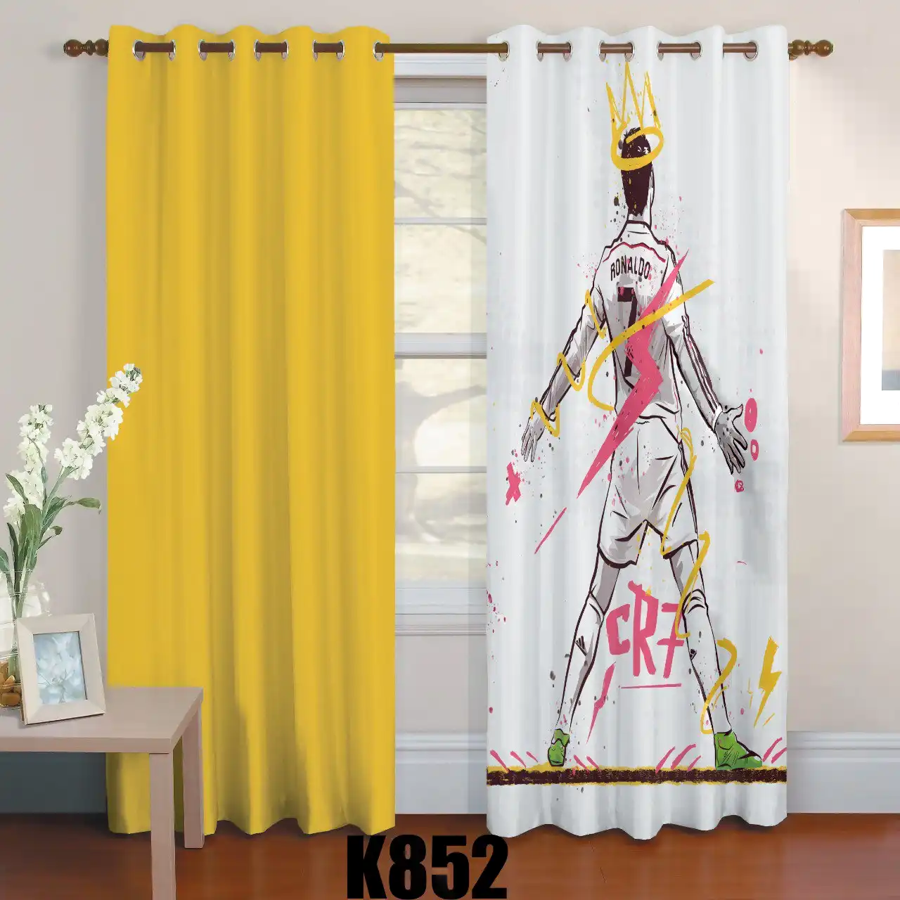 ست فرش پرده طرح رونالدو کدF434